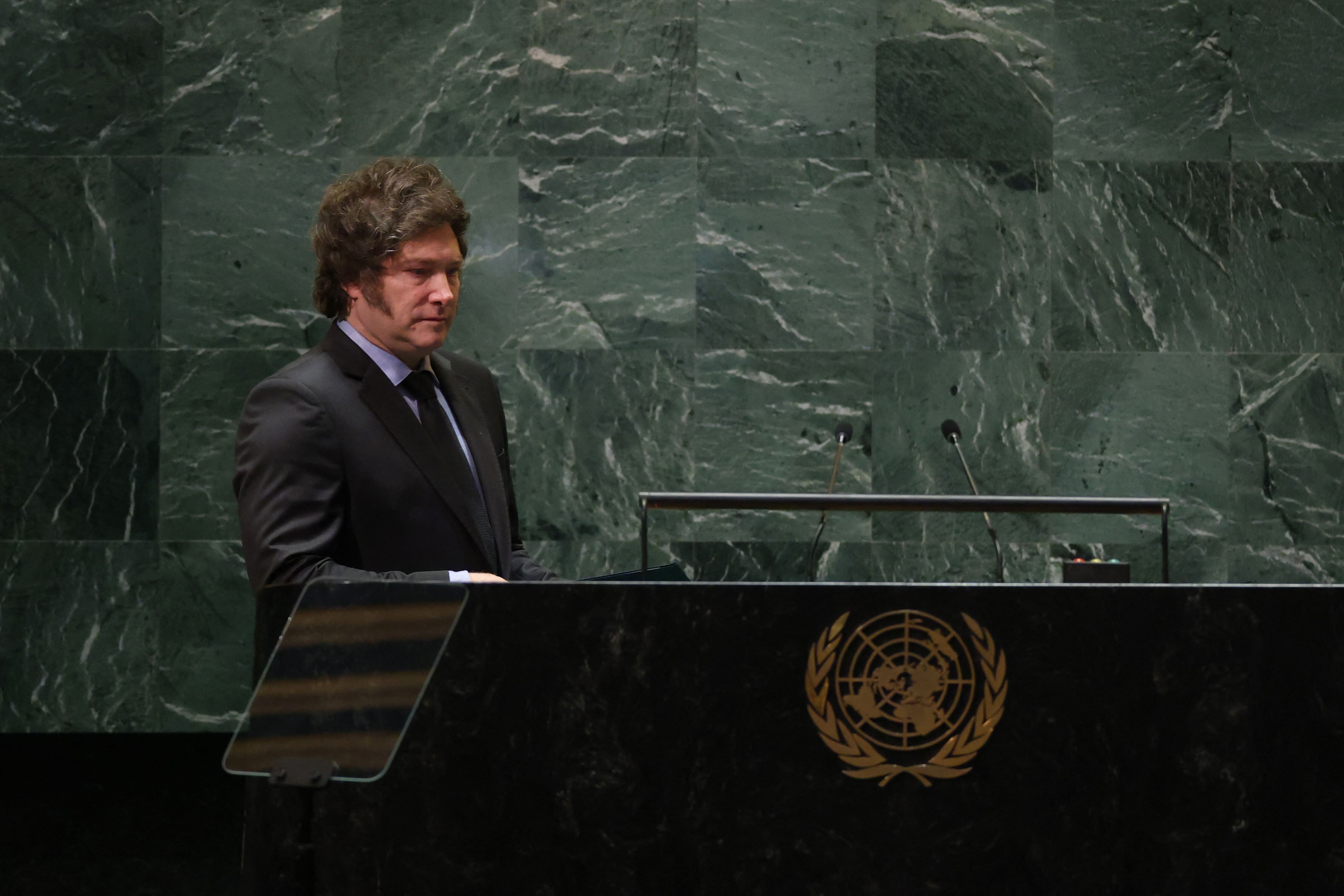 Javier Milei este martes en la asamblea de las Naciones Unidas