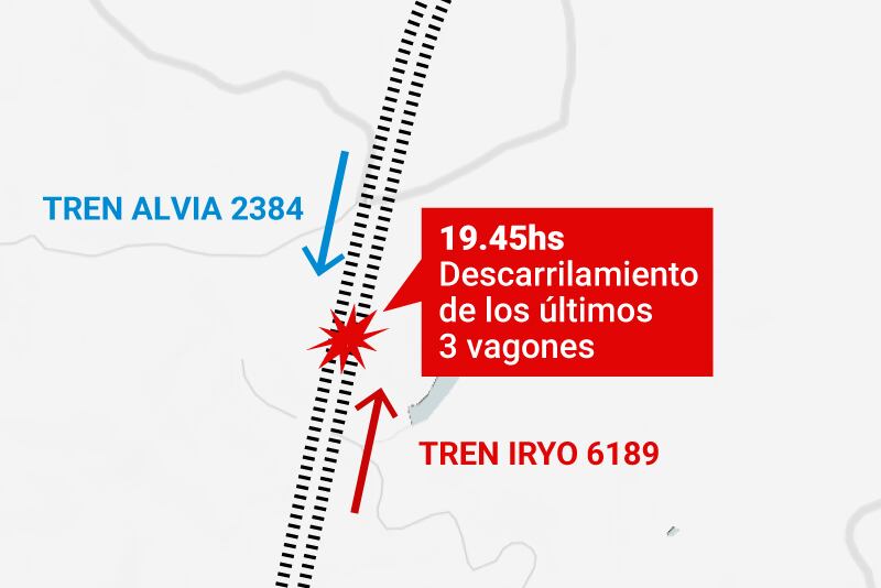 Mapa del lugar donde ocurrió el choque de trenes en el sur de España