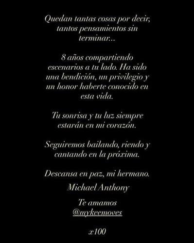 La despedida de Rauw Alejandro tras la muerte del bailarín