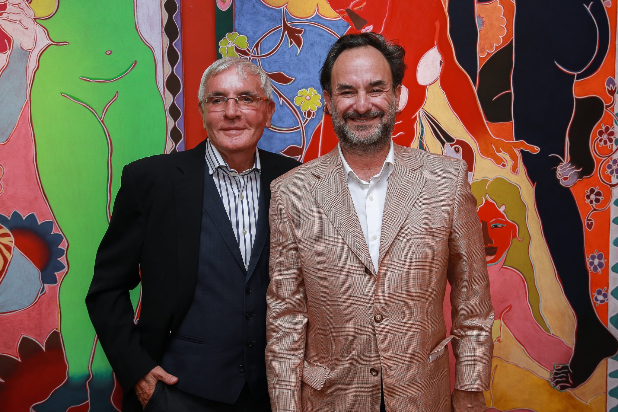 Esteban tedesco y Tulio Andreussi Guzmán en la inauguración de la muestra “Colección Esteban Tedesco: el valor del arte contemporáneo” del Fondo Nacional de las Artes realizada en la Casa Victoria Ocampo