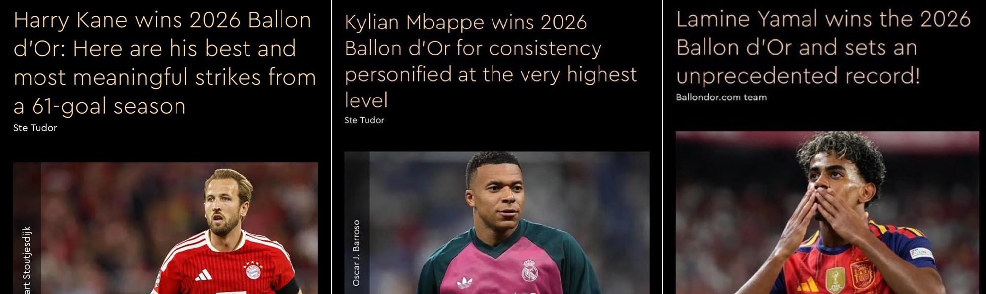 France Football publicó por error las notas sobre Kane, Mbappé y Yamal como ganadores del Balón de Oro 2026
