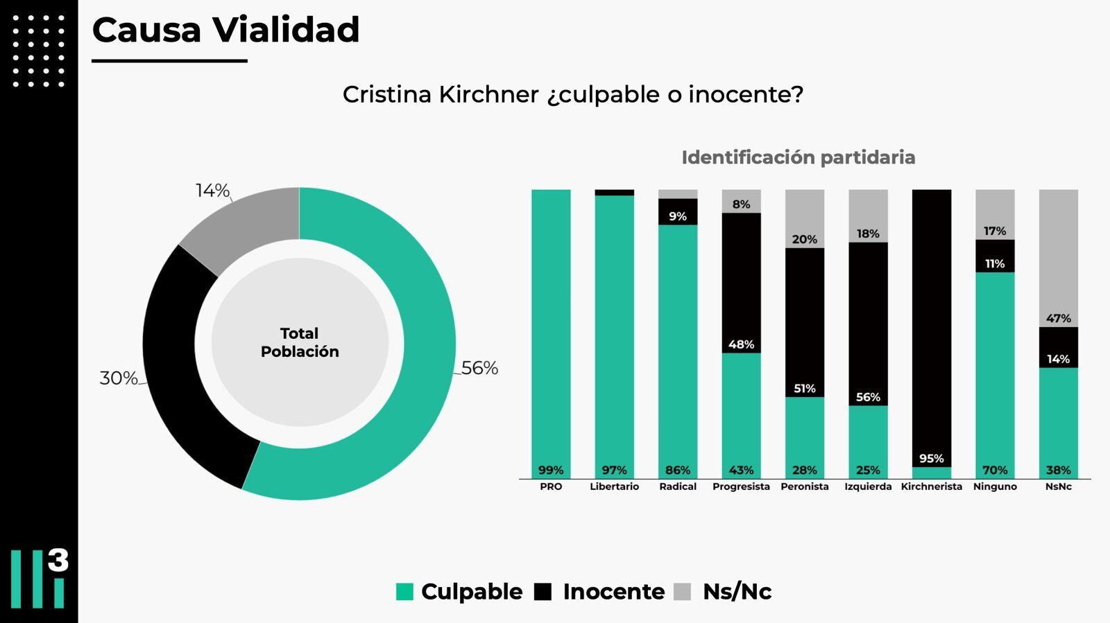 Encuesta de Mora Jozami, con su consultora Casa Tres, sobre la opinión pública de la causa Vialidad