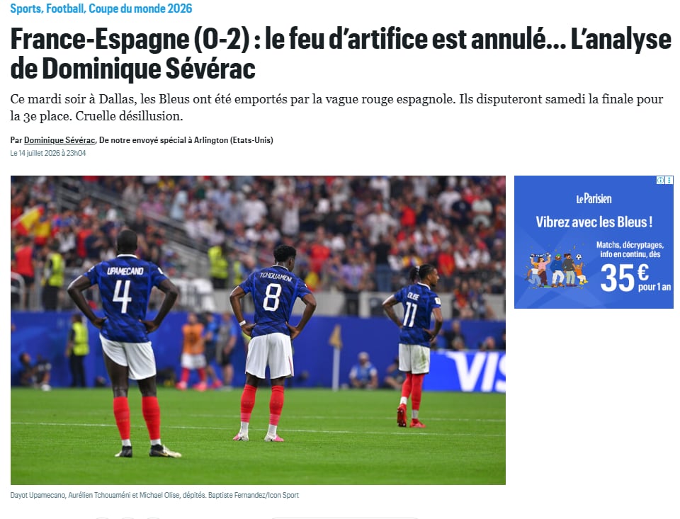 El análisis de Le Parisien de la eliminación de Francia