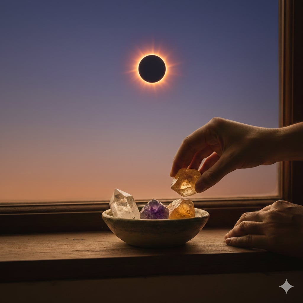 El eclipse solar anular es ideal para la carga de cristales