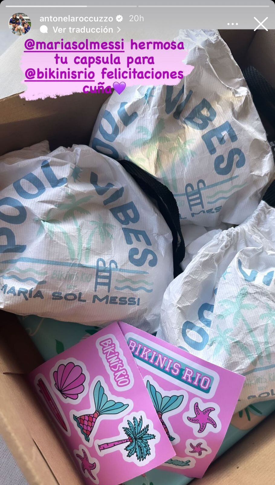 Antonela Roccuzzo siempre apoyó el emprendimiento de su cuñada y lució varios de sus diseños