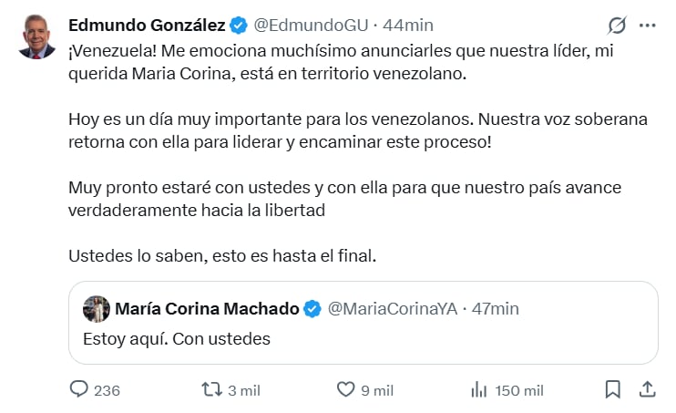 El posteo de González