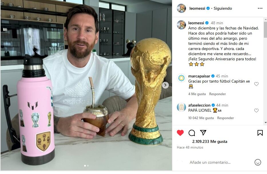 El posteo de Lionel Messi por el aniversario de la final del Mundial de Qatar 2022