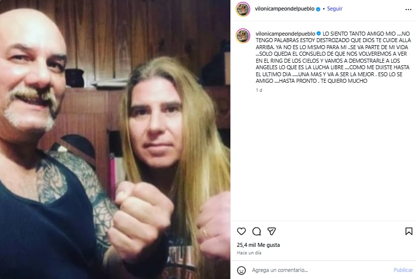 Vicente Viloni despidió a Pablo Más Albert, alias Teniente Murphy (Foto: Instagram @vilonicampeondelpueblo)