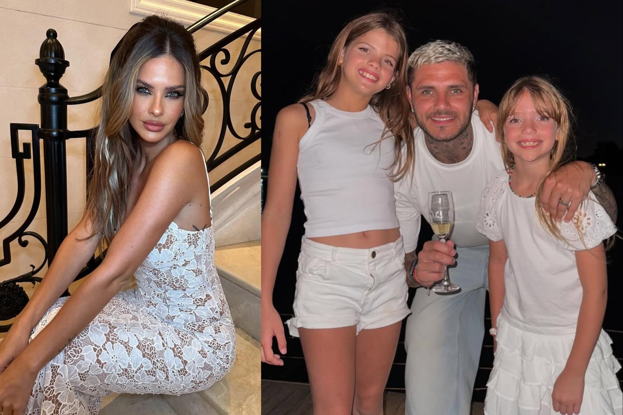Según Wanda Nara, la China Suárez y Mauro Icardi pasaron las fiestas juntos con las hijas de él (Foto: Instagram @sangrejaponesa / @mauro_icardi)