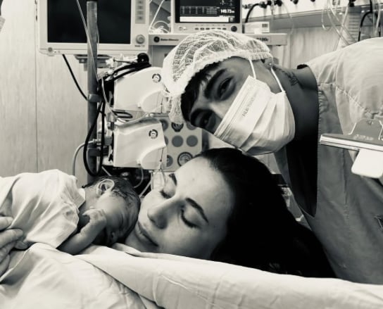 Fagioli junto a su pareja y su hija Alfonsina