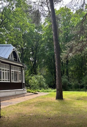 La Dacha está rodeada por un pequeño bosque colindante, terreno que pertenece al Estado argentino