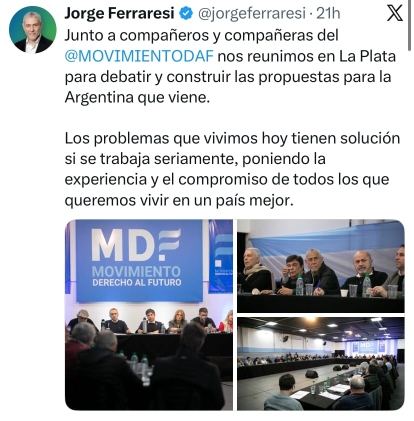 El posteo de Ferraresi en el último acto de Kicillof