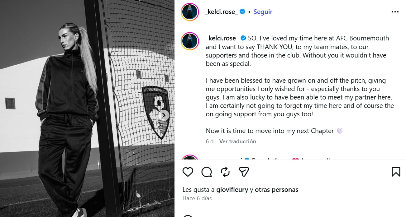 Kelci se despidió del club en sus redes sociales