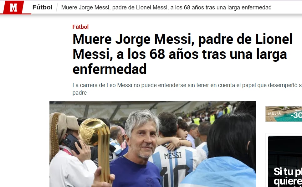 Marca sostuvo que Jorge Messi fue el