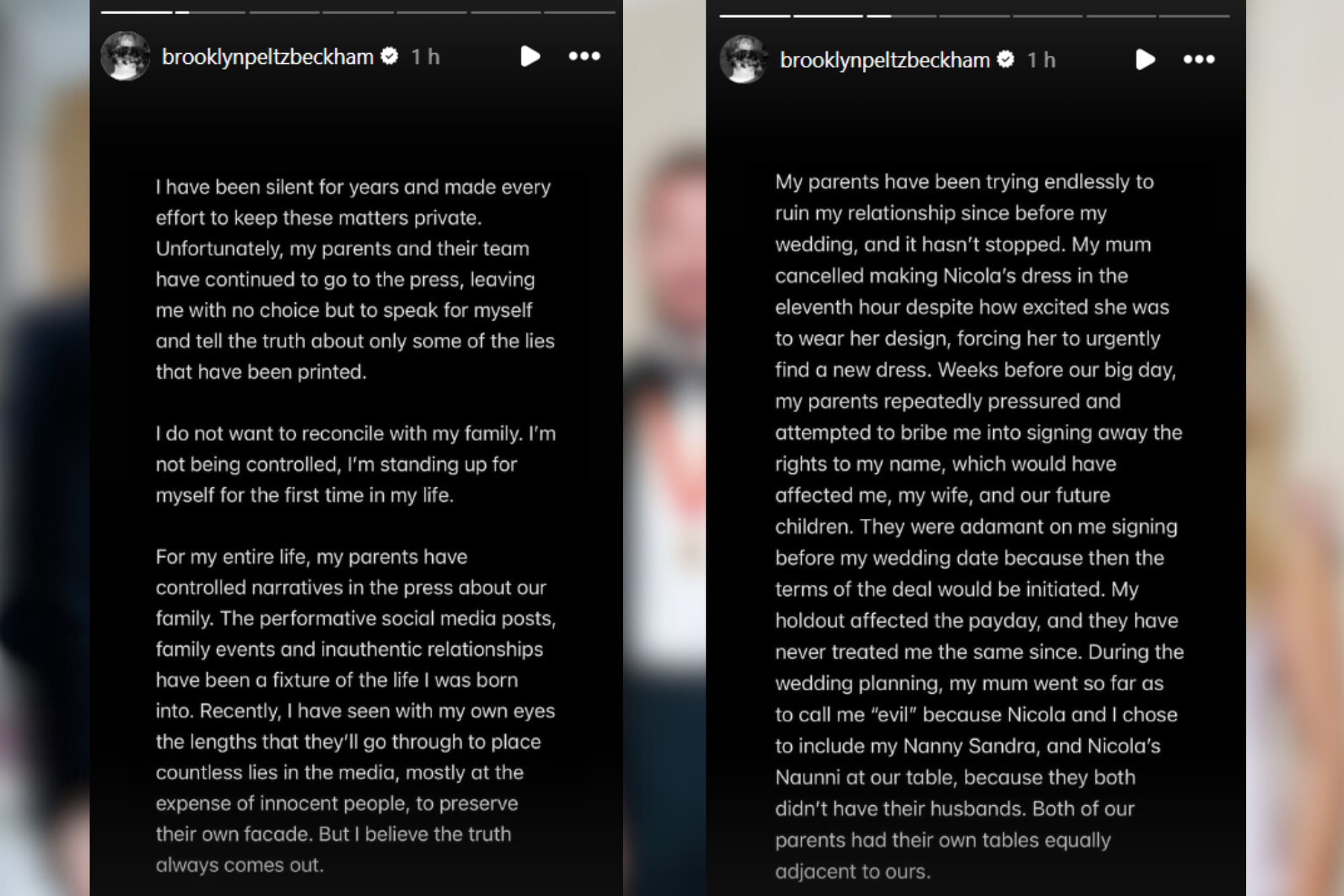 Brooklyn arremetió con su familia por la relación con su esposa