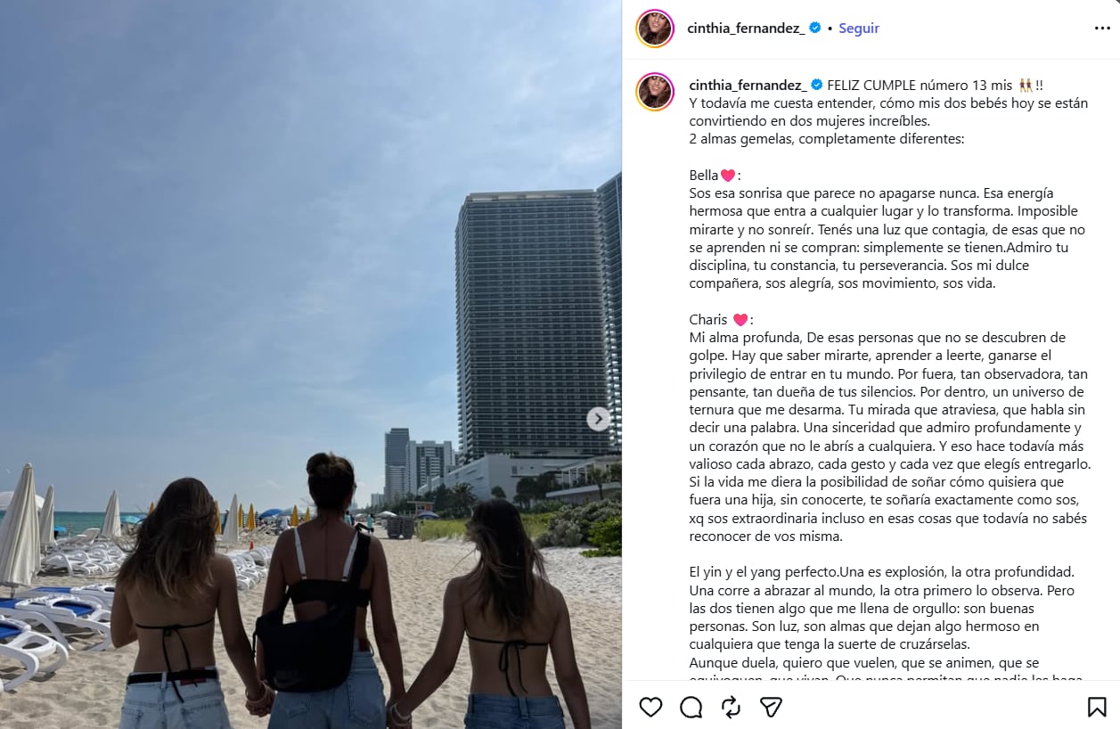 Cinthia Fernández compartió un sentido mensaje por el aniversario del nacimiento de sus hijas mayores (Foto: Captura INSTAGRAM/@Cinthia_Fernandez)