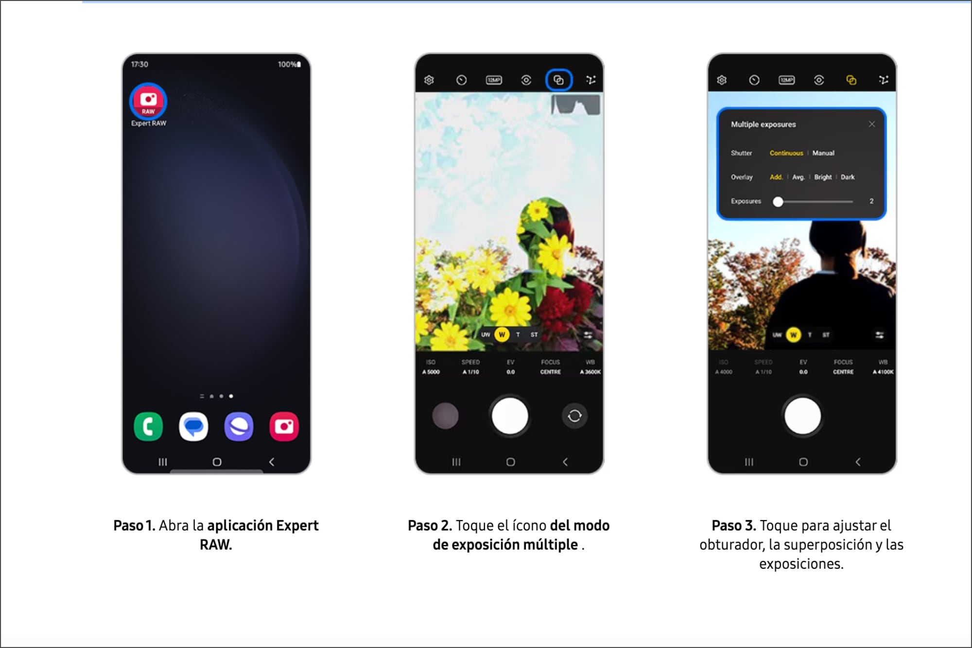 Los usuarios pueden tomar fotografías de exposición múltiple con la cámara oculta de los Samsung Galaxy