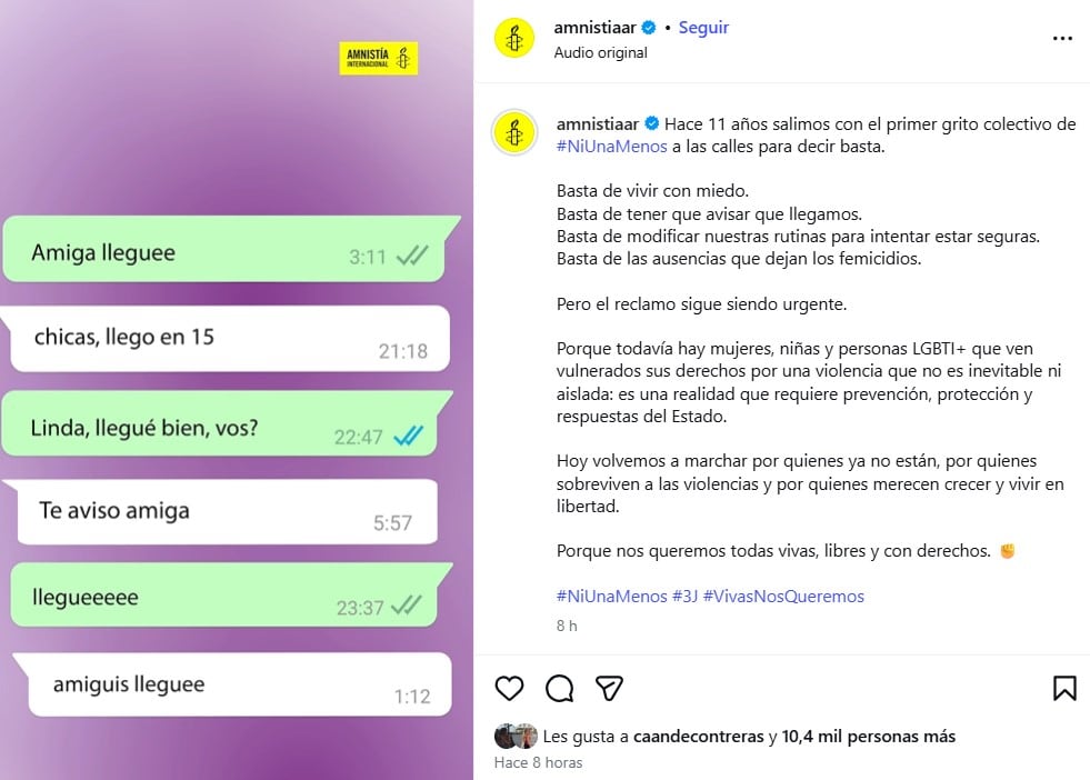 Qué se sabe de la marcha de Ni Una Menos de hoy, 3J El comunicado de Amnistía Internacional
