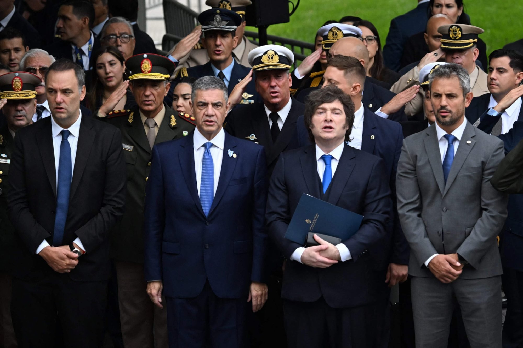 Manuel Adorni, Jorge Macri, Javier Milei y Martin Menem