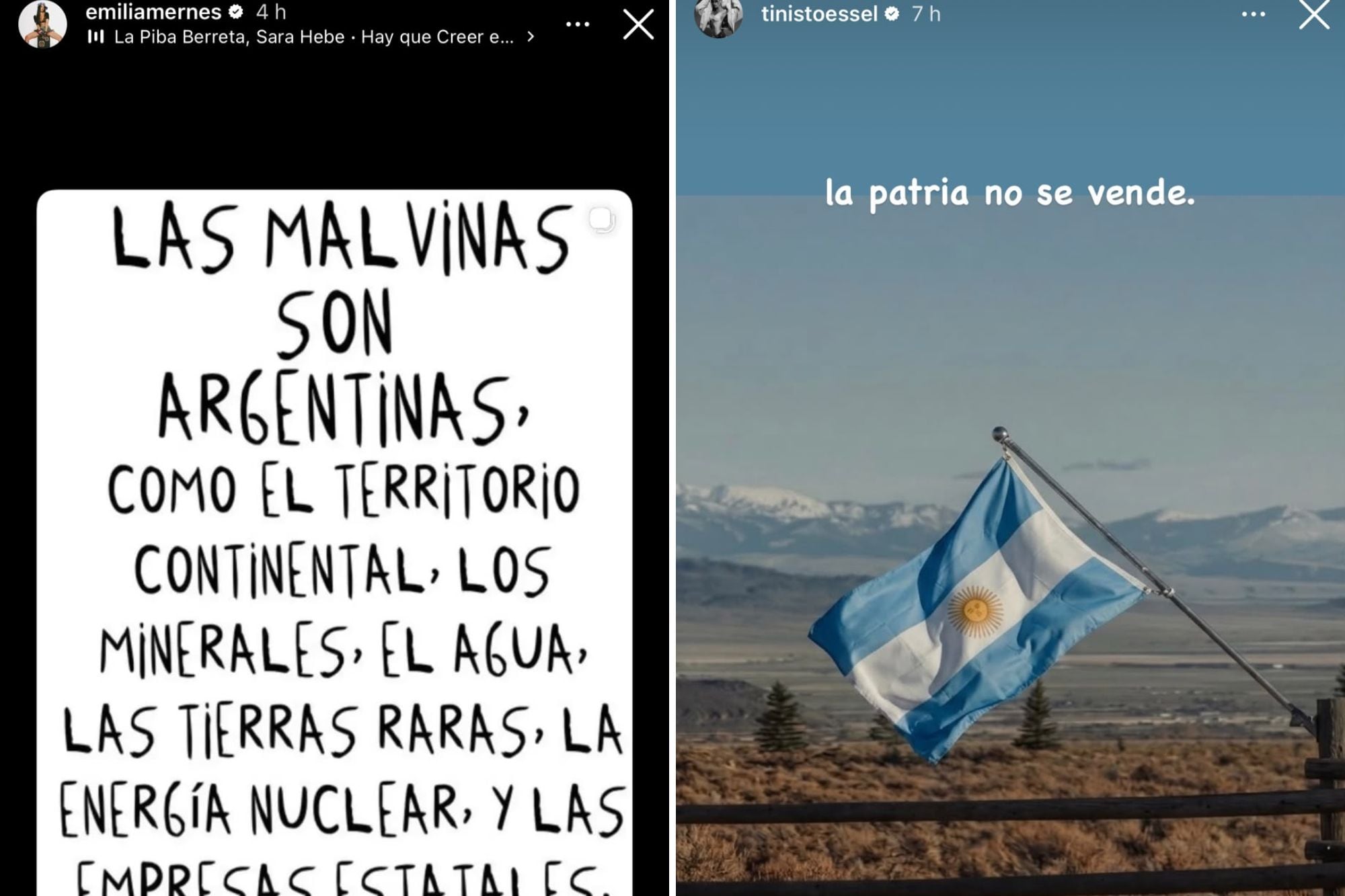 Las publicaciones de Emilia Mernes y Tini Stoessel contra la ley del Gobierno