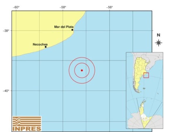 Registro del sismo que sacudió hoy a Mar del Plata