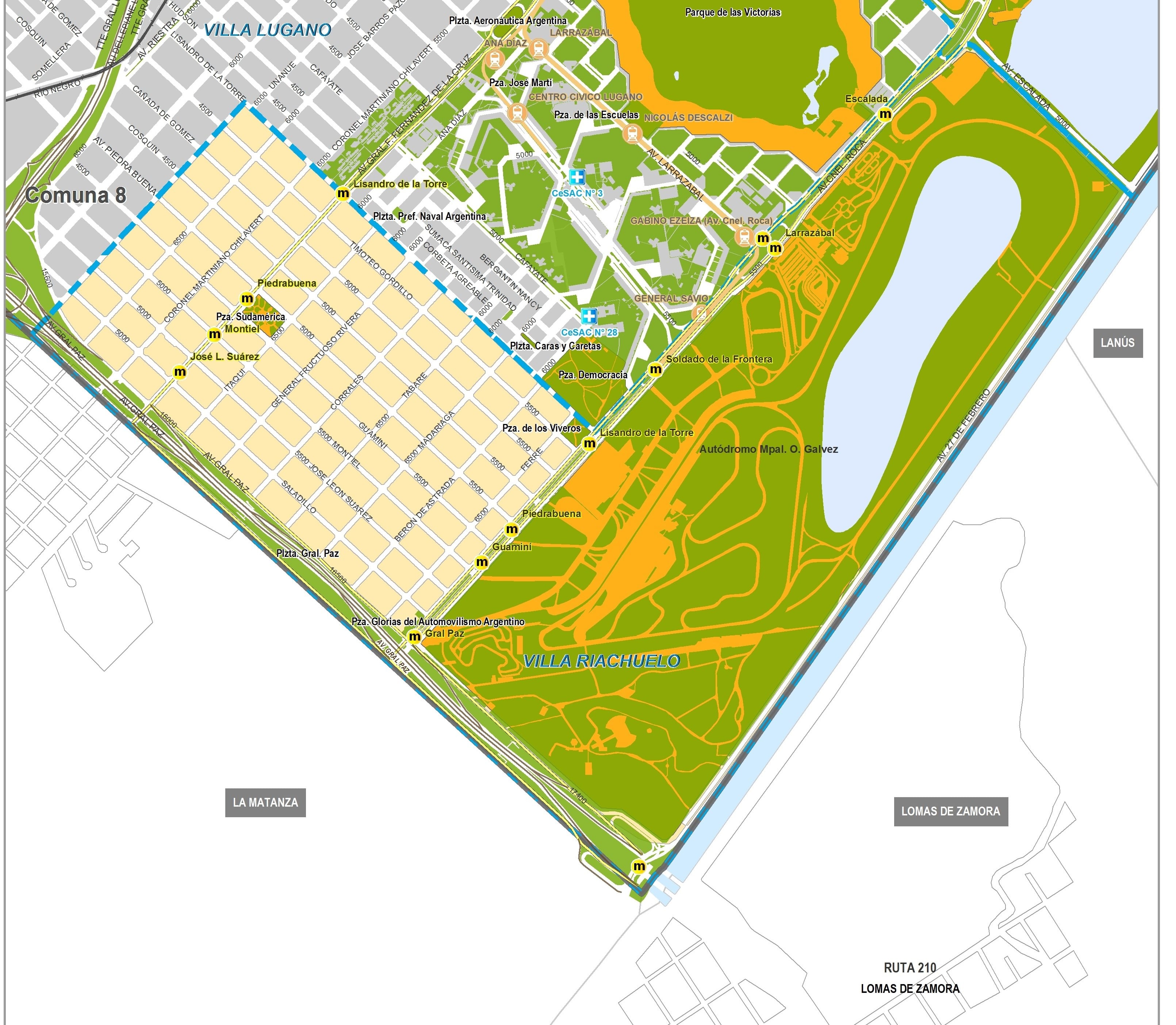 Los límites de Villa Riachuelo, de acuerdo a la cartografía oficial de la ciudad