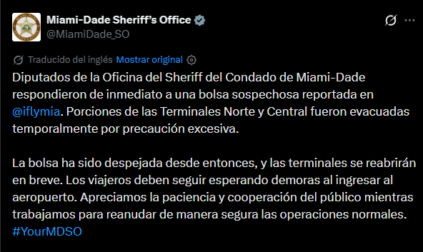 El aviso de la Oficina del Sheriff local en redes sociales