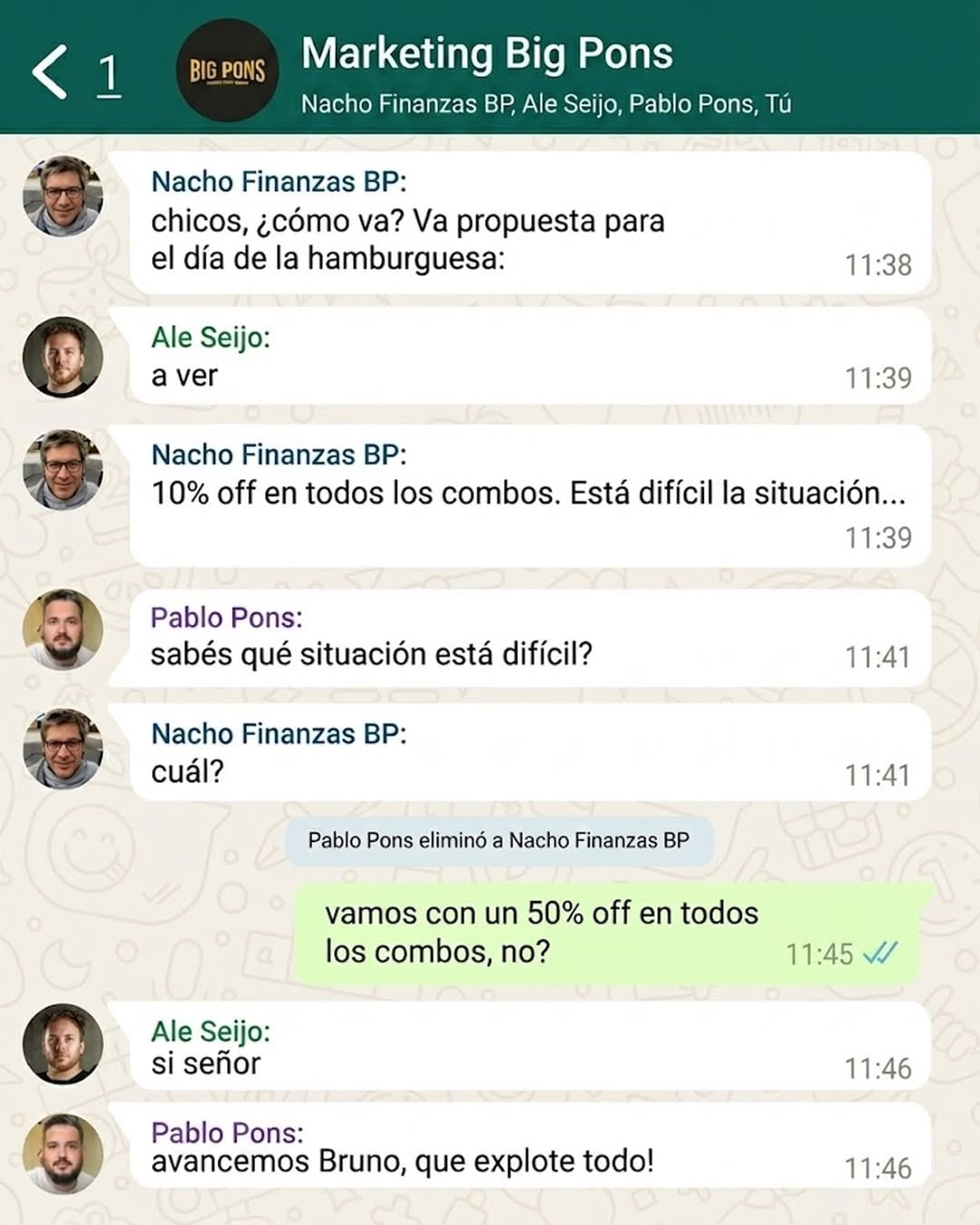 Big Pons anunció un descuento del 50% en todos los combos