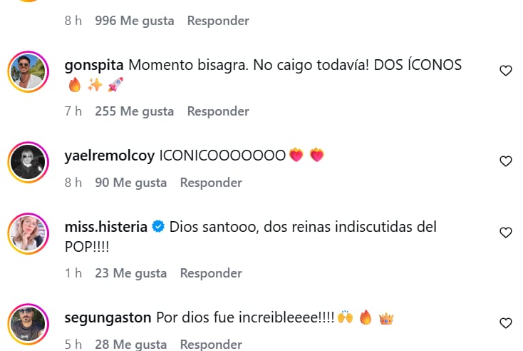 Algunos de los comentarios que recibió el posteo de Lali de parte de sus fans