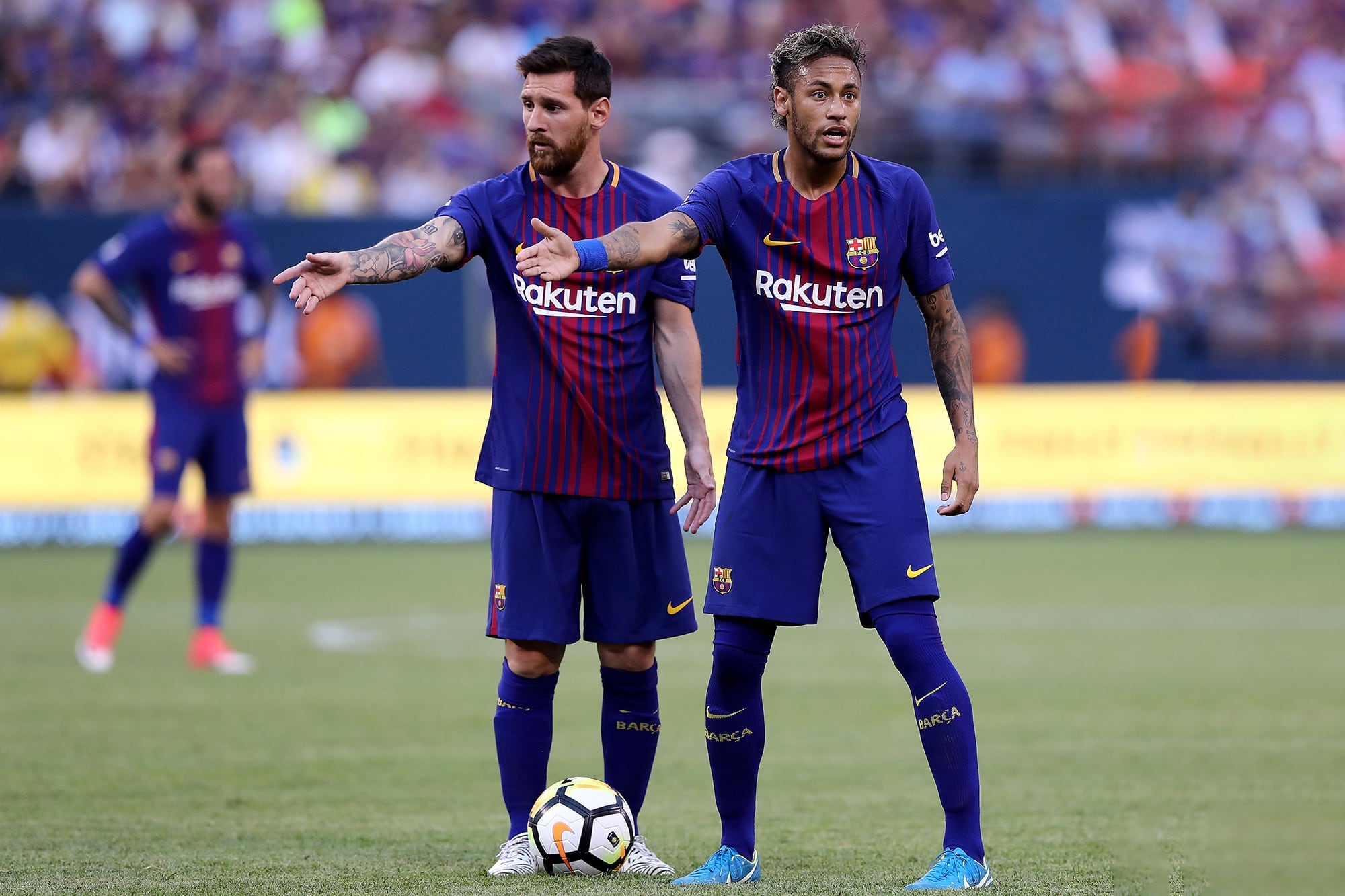 Messi y Neymar con el Barcelona en 2017 (Photo by Elsa/Getty Images)