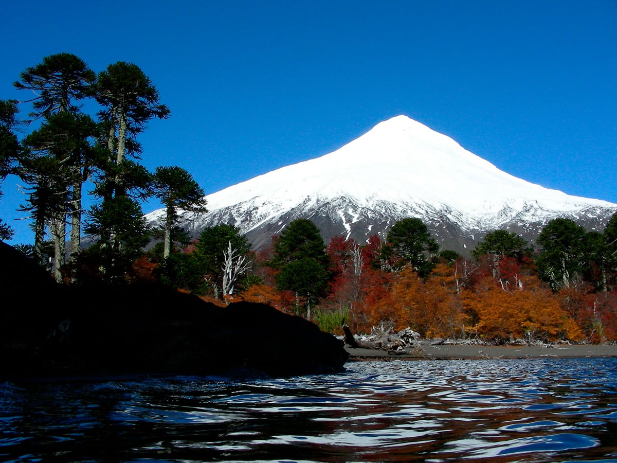 Volcán Villarica, en la región de Araucanía, Chile