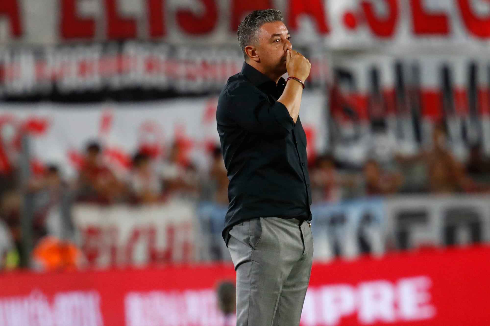 El gesto contrariado de Marcelo Gallardo