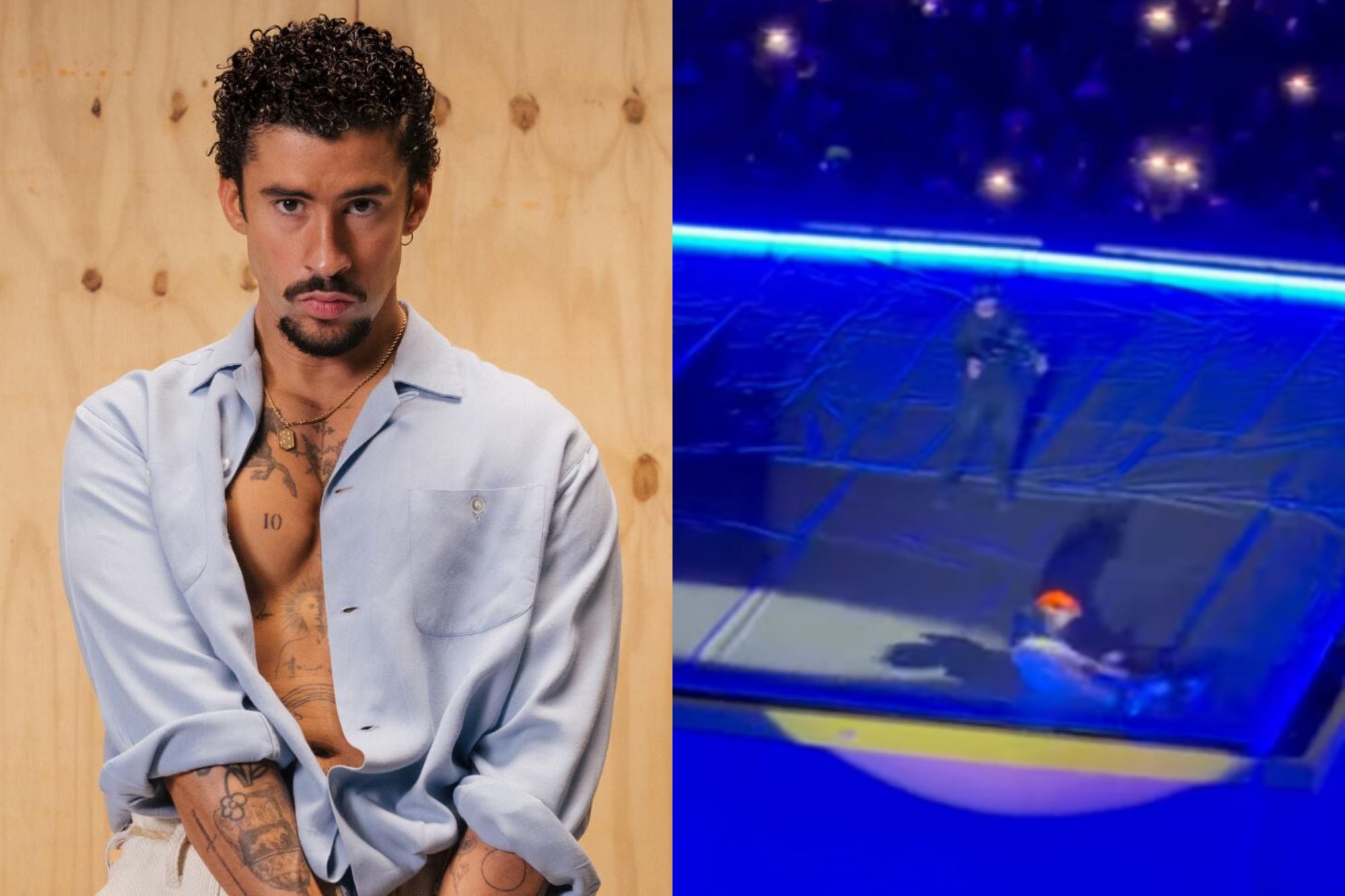 Así fue la caída viral de Bad Bunny durante su primer concierto en México