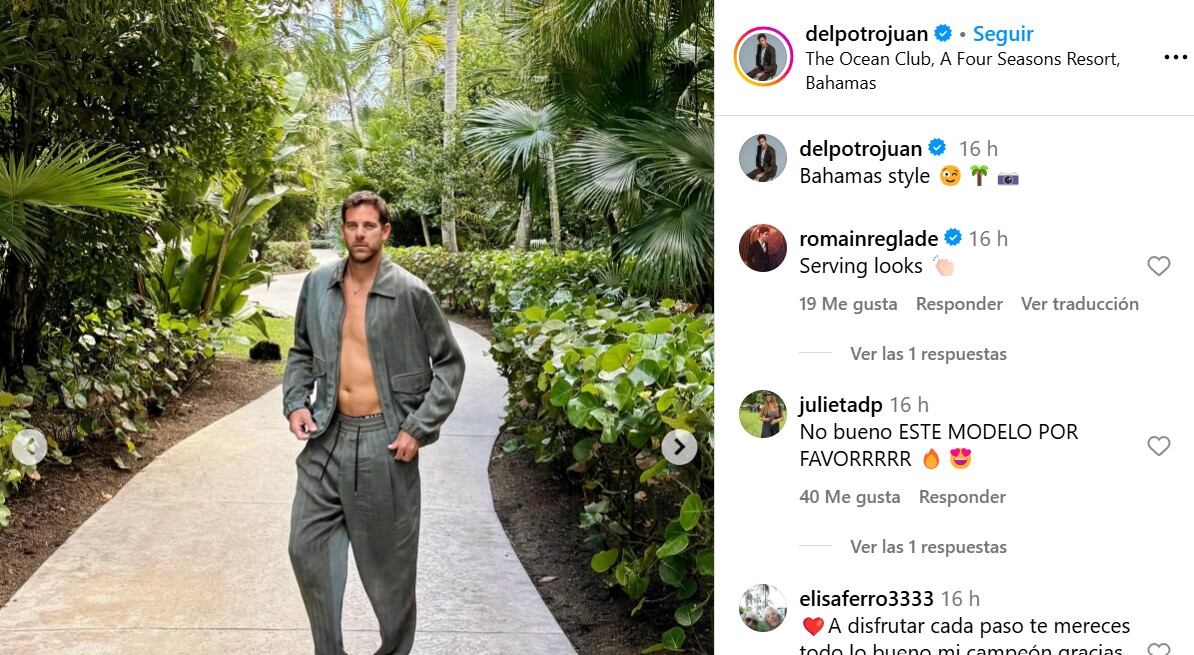 El posteo de Del Potro en modo modelo que levantó suspiros