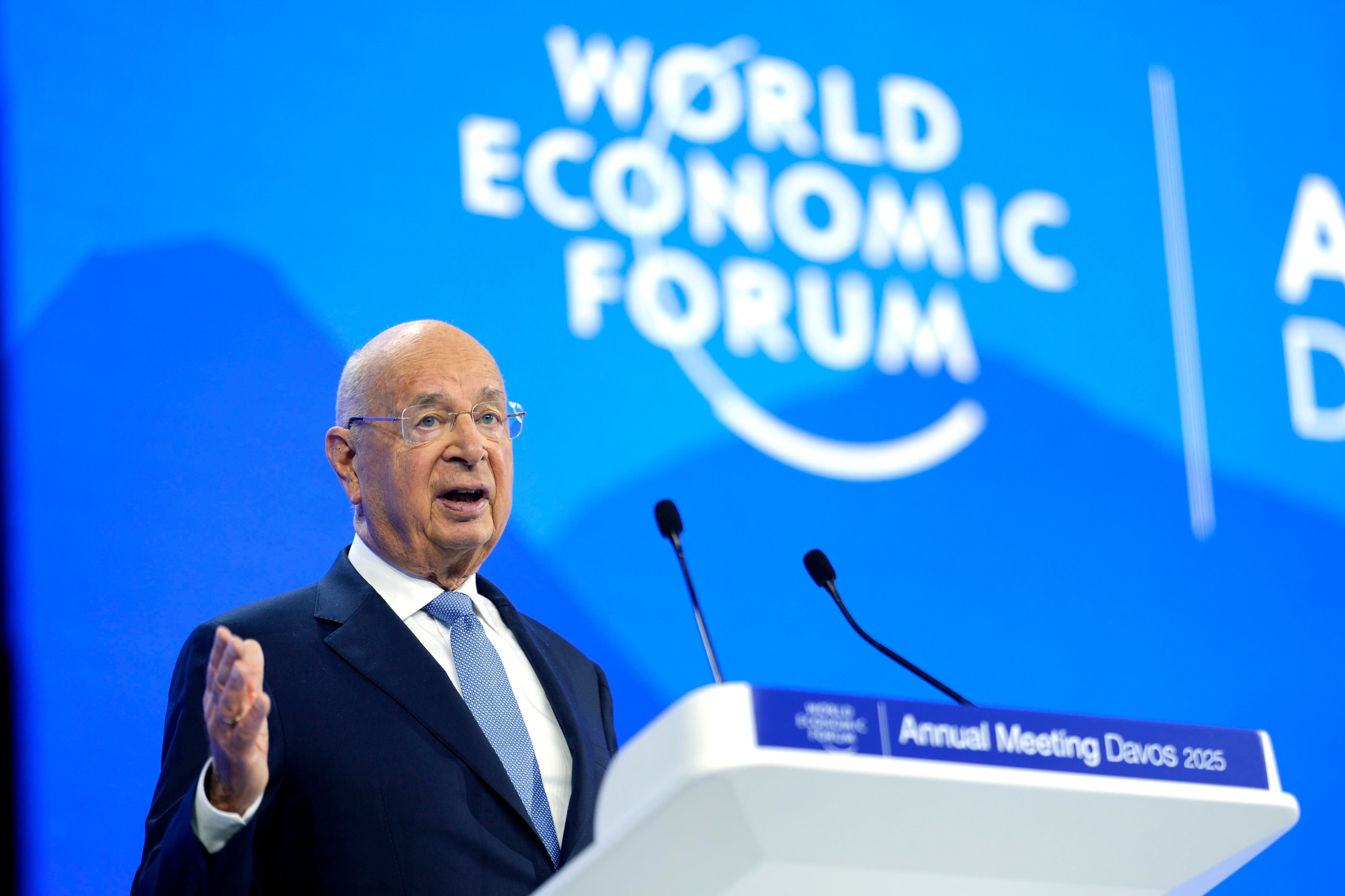 Klaus Schwab , el fundador del Foro Económico Mundial de Davos, en la reunión de 2025