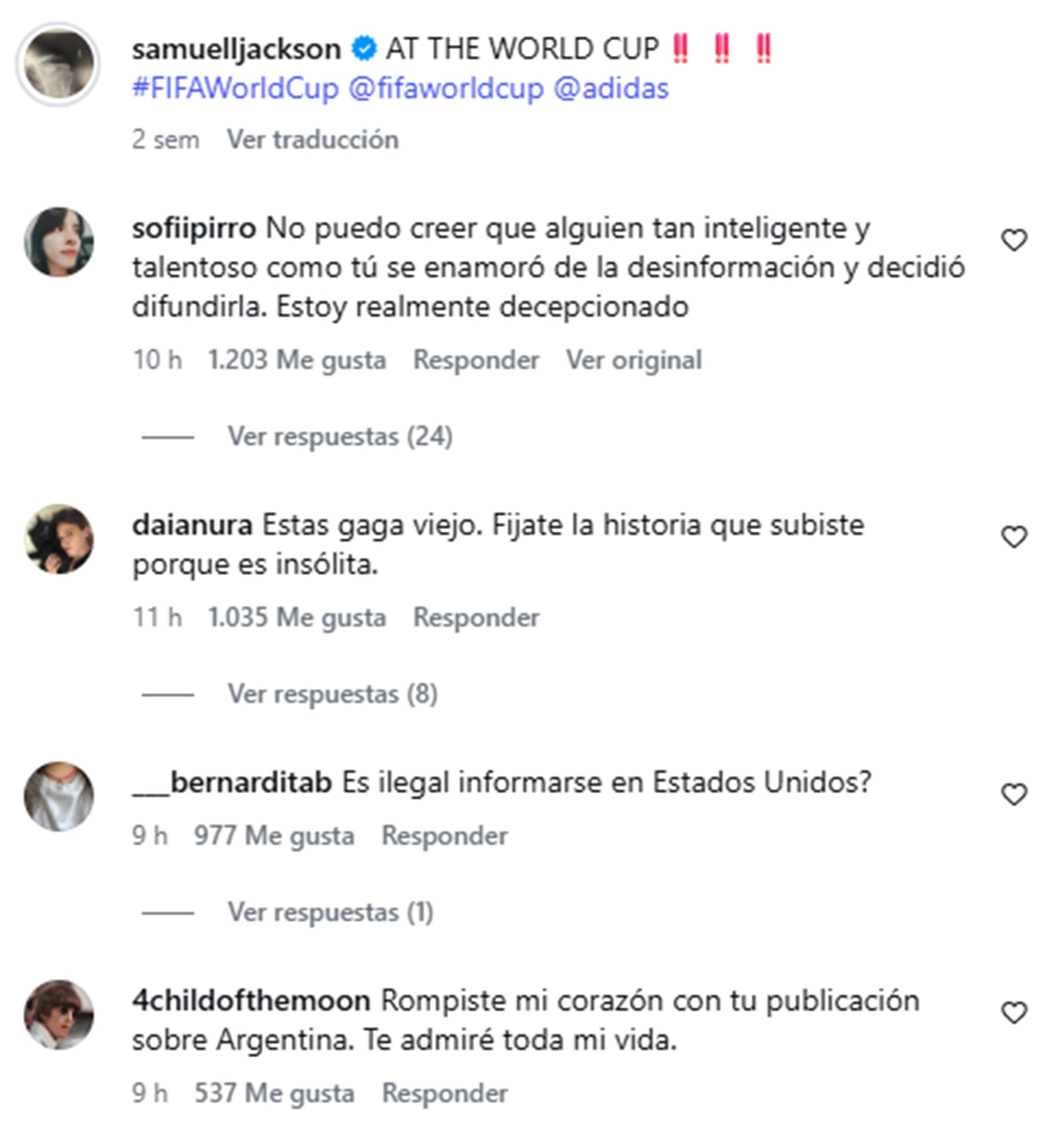 En su publicación más reciente, muchos argentinos comentaron su tristeza por la difusión del