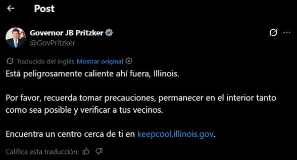 El mensaje del gobernador de Illinois para los residentes debido a la ola de calor