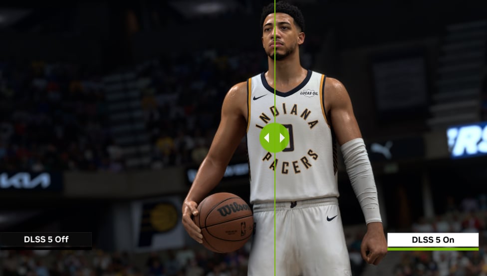 La comparación entre DLSS 5 encendido o apagado en NBA 2K27