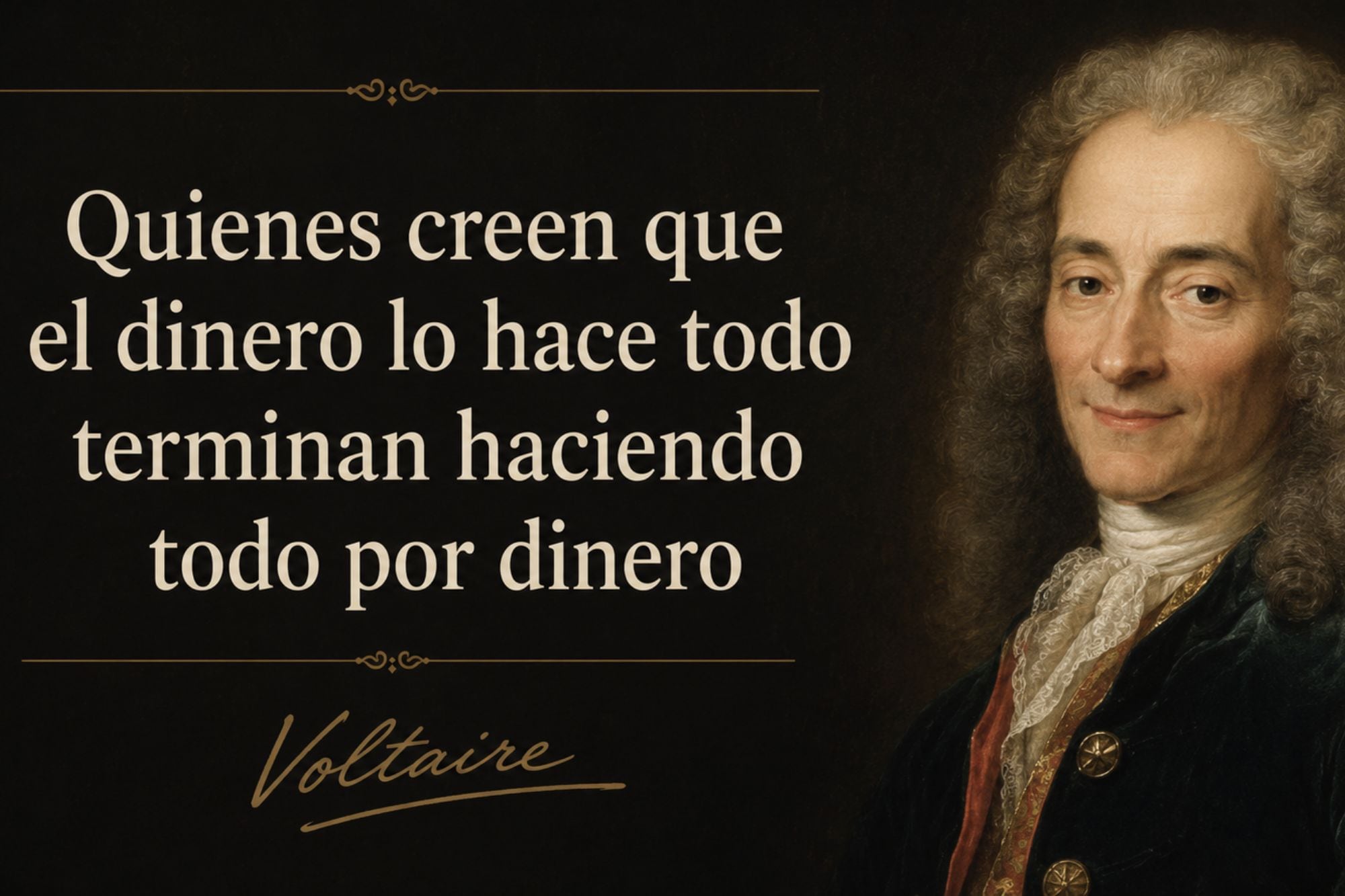 Las palabras de Voltaire siguen vigentes en pleno 2026 por el valor que se le da al dinero