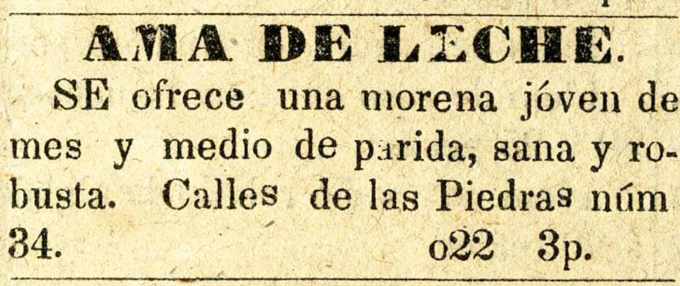 Los servicios de las nodrizas o amas de leche se ofrecían en los diarios y revistas de fines del siglo XIX y principios del XX