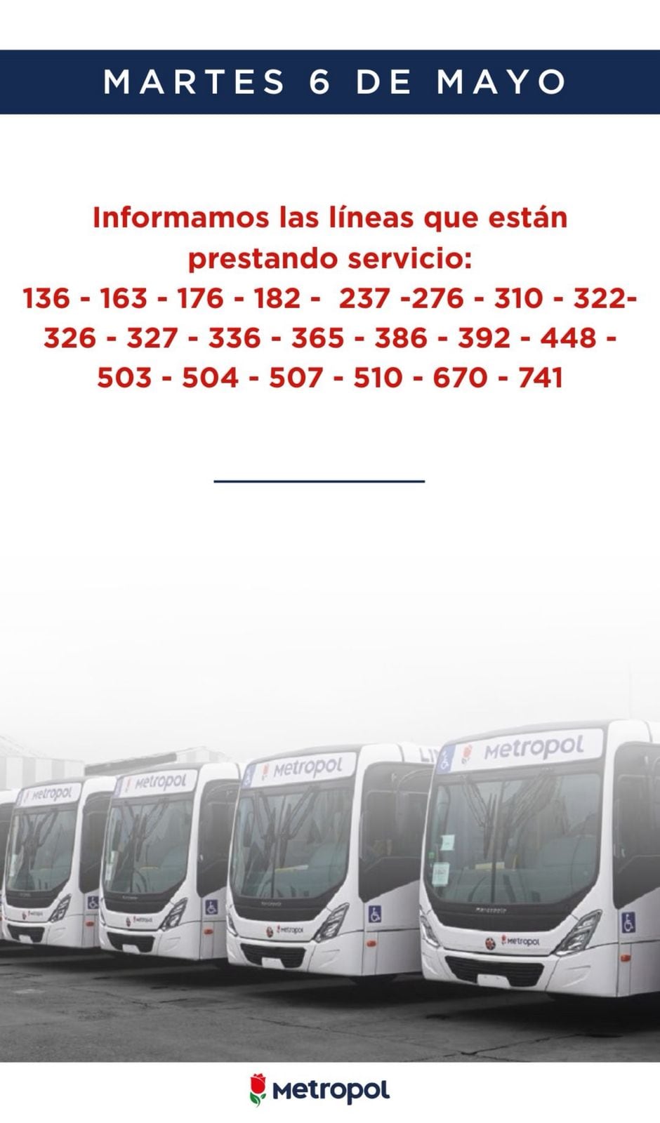 El comunicado oficial de Metropol sobre el paro de colectivos de este martes 6 de mayo