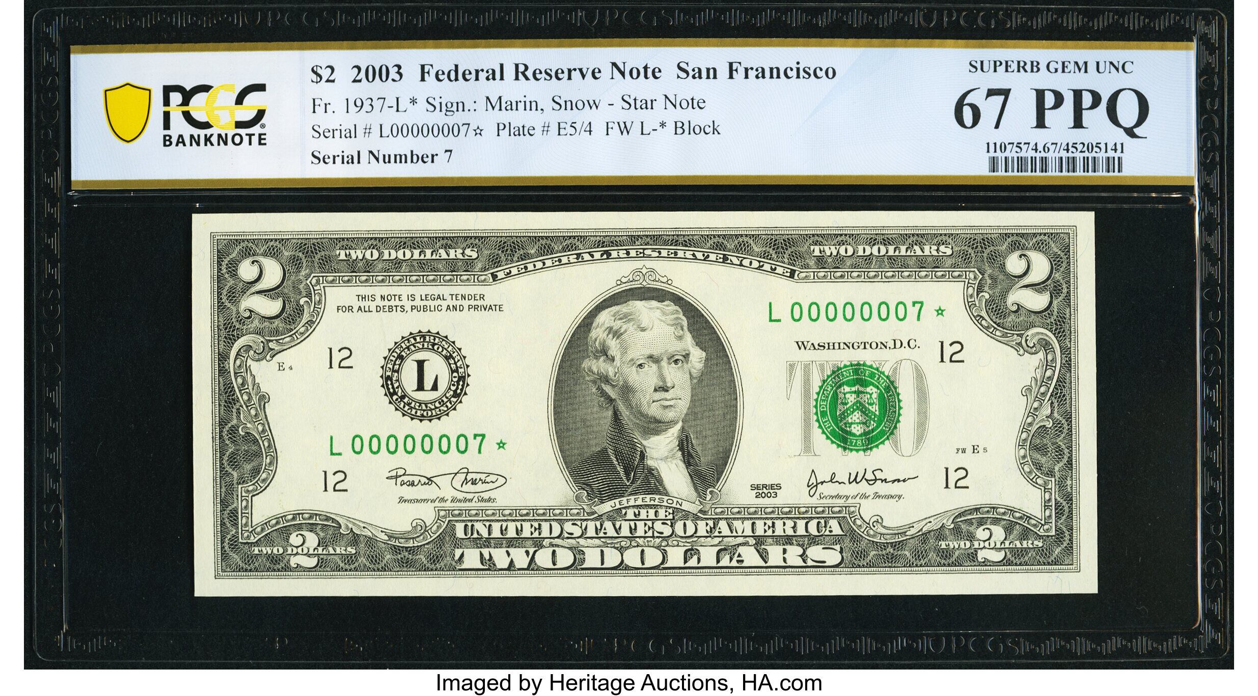 El billete fue vendido en Heritage Auctions por US$2400