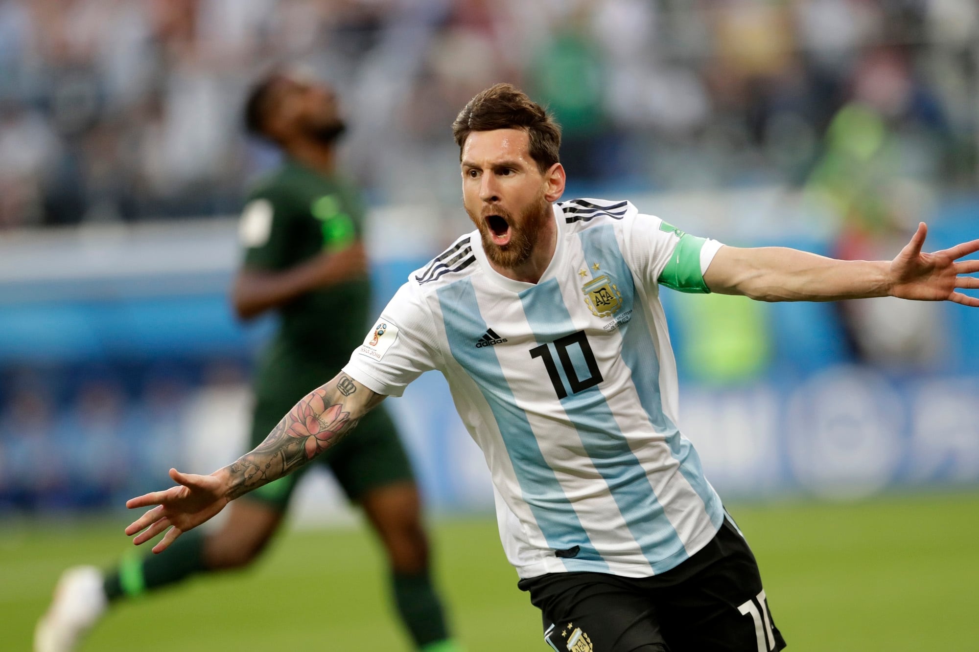 El rosarino celebra su gol ante Nigeria, por la fase de grupos del Mundial de Rusia 2018