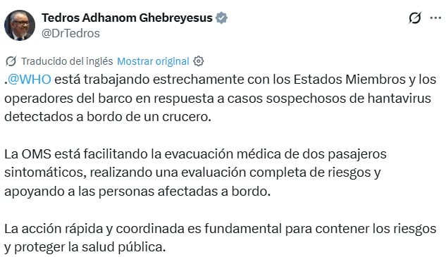 El comunicado del director general de la OMS, Tedros Adhanom Ghebreyesus