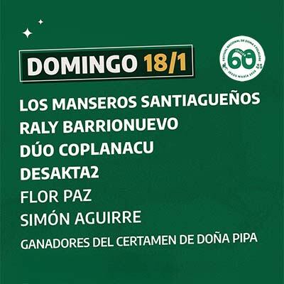 La grilla completa con los artistas que estarán presentes en Jesús María este domingo 18 de enero