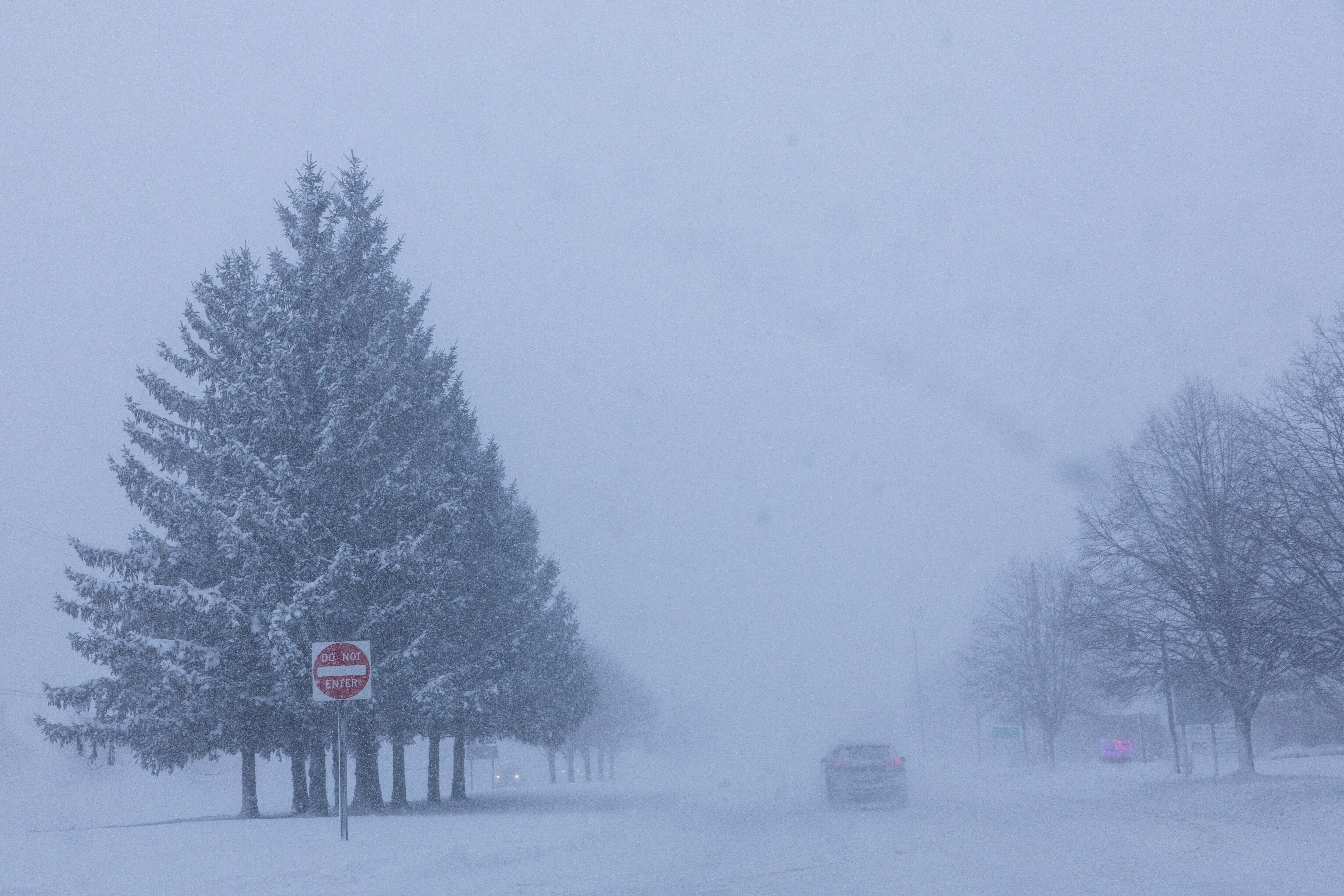 Vista cerca del lago Michigan durante una tormenta de nieve, el 19 de enero de 2026