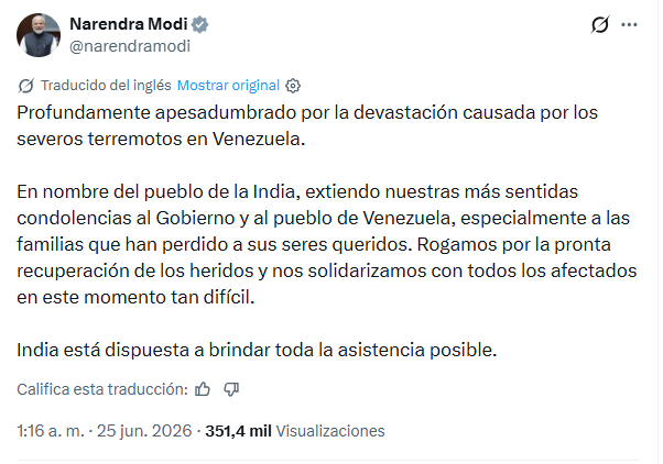 El tuit de Modi