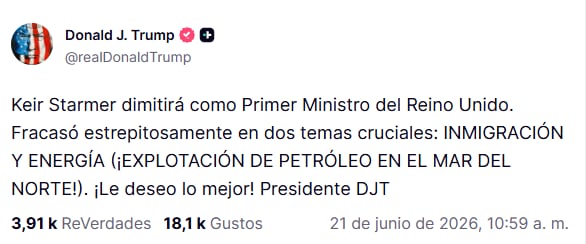 El posteo de Trump
