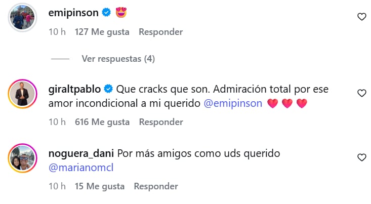 Las reacciones en las redes no tardaron en aparecer (Captura: Instagram @emipinson)