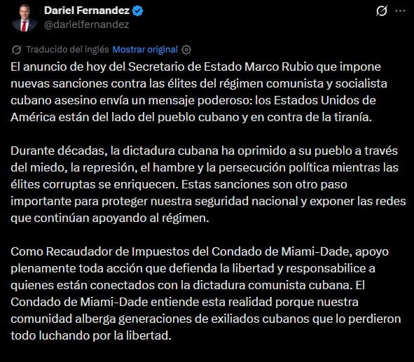 El mensaje de Dariel Fernández en redes sociales